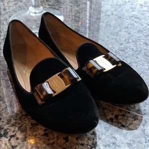 Ferragamo Scotty Velvet Vera Smoking Slipper